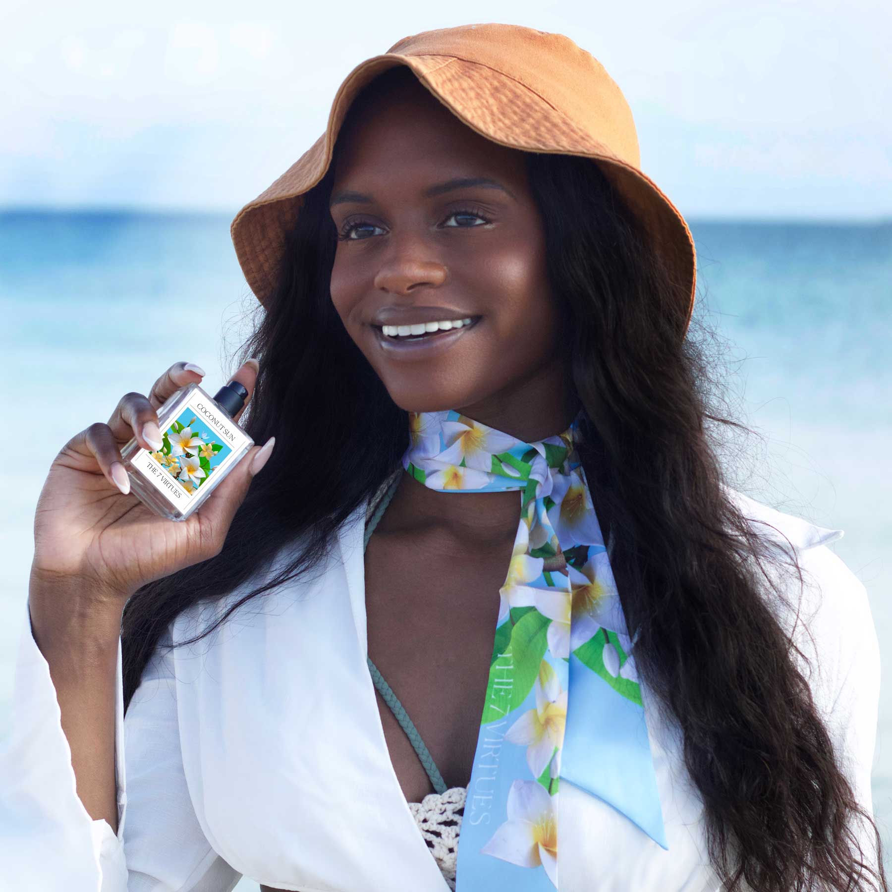 The 7 Virtues Coconut Sun apaszka twilly kwiatowa